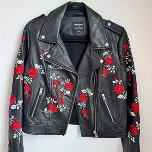 LAMARQUE embroidered leather jacket